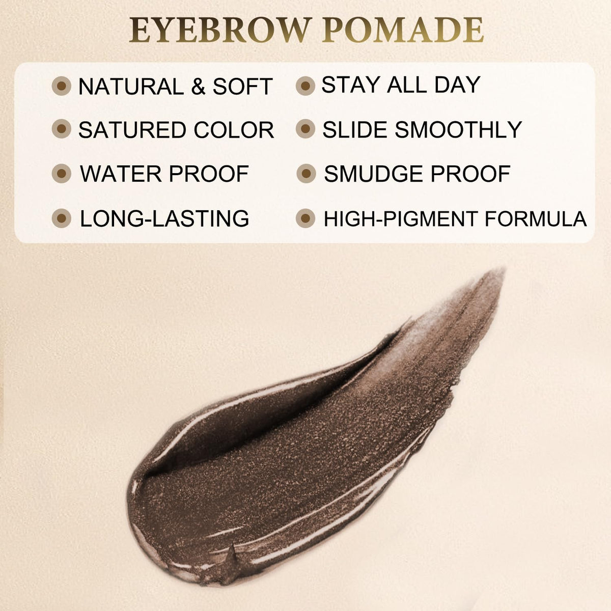 LAVONE eyebrow pomade jar top view showing creamy texture for buildable coverage