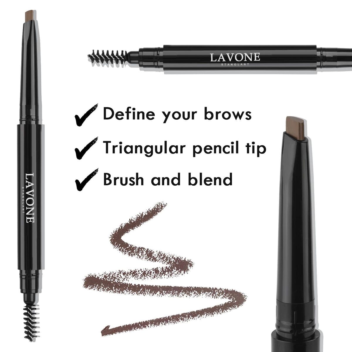 LAVONE retractable eyebrow pencil tip detail for hair-like strokes