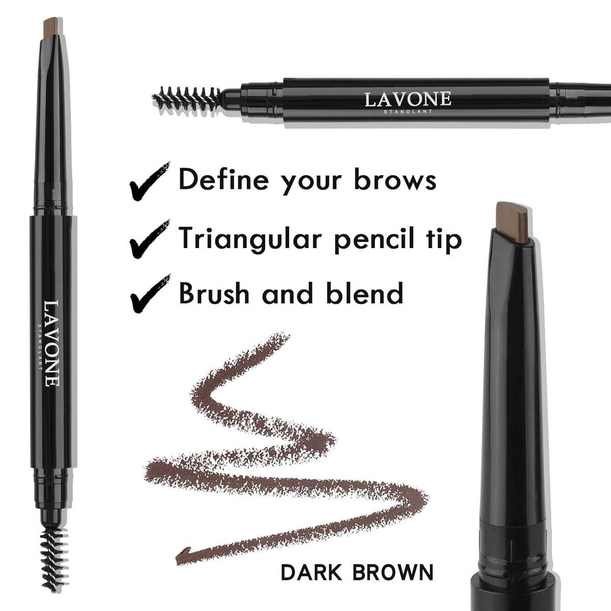 LAVONE ultra-slim brow pencil tip drawing fine hair-like strokes for natural definition