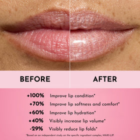 Lawless Candy Sky lip swatch on model demonstrating plumping effect and luminous color