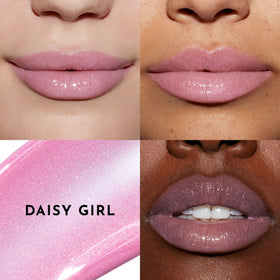 LAWLESS Daisy Girl layered over lipstick demonstrating amplified shine and plump