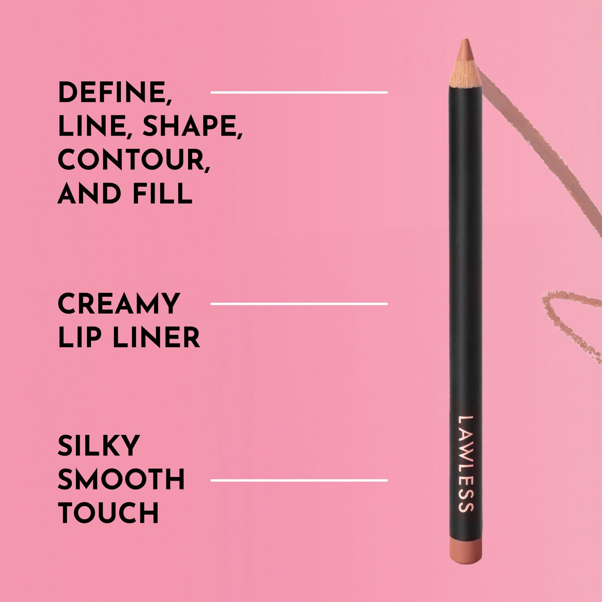 Lawless Definer Liner tip detail demonstrating fine point for accurate lining and shaping