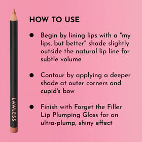Lawless Definer Liner paired with Forget the Filler Gloss showing layered shine and fuller look