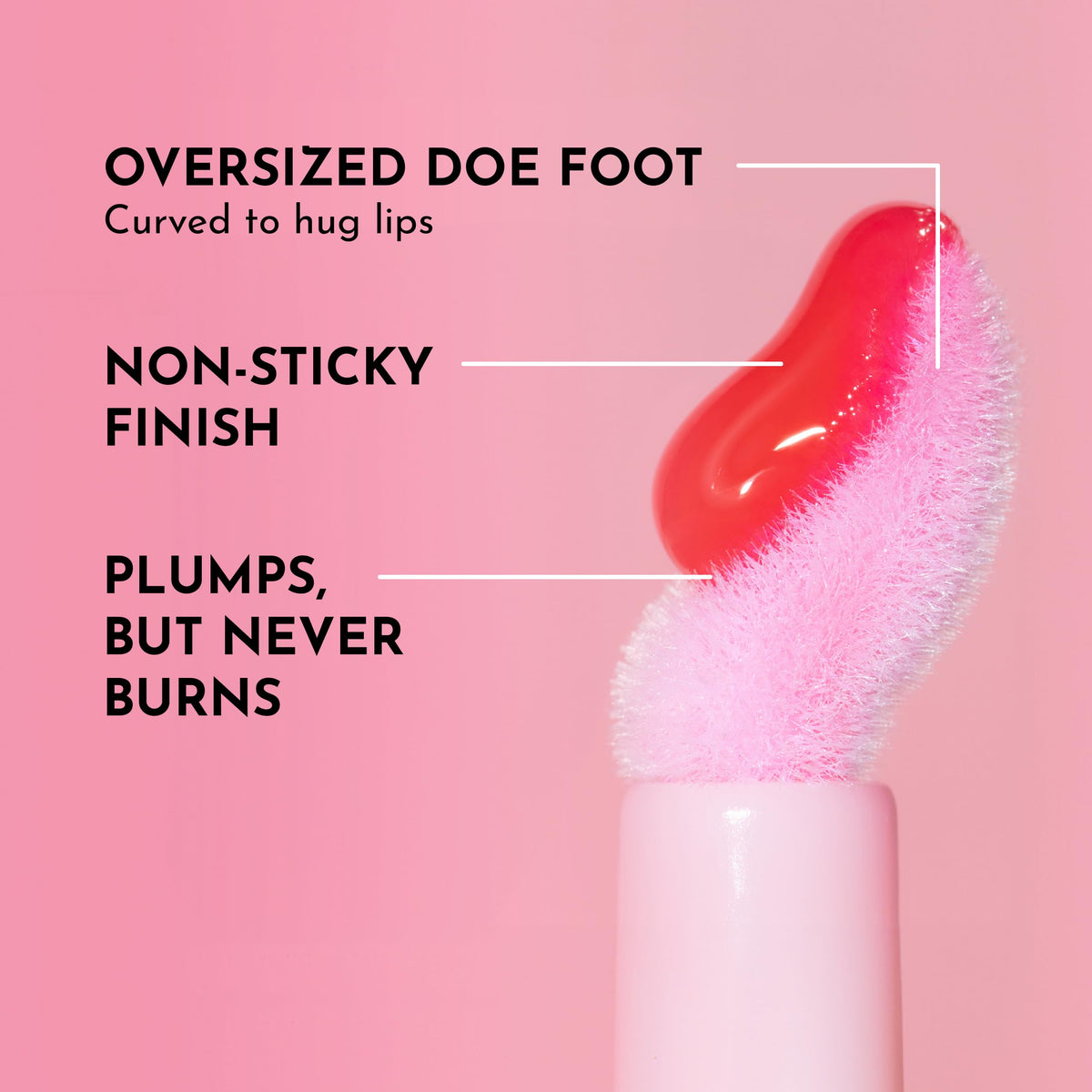 Lawless gloss swiped on lips close-up showing Cherry Vanilla tint and visibly shinier lips