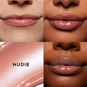LAWLESS lifestyle model wearing Nudie gloss demonstrating natural plumping