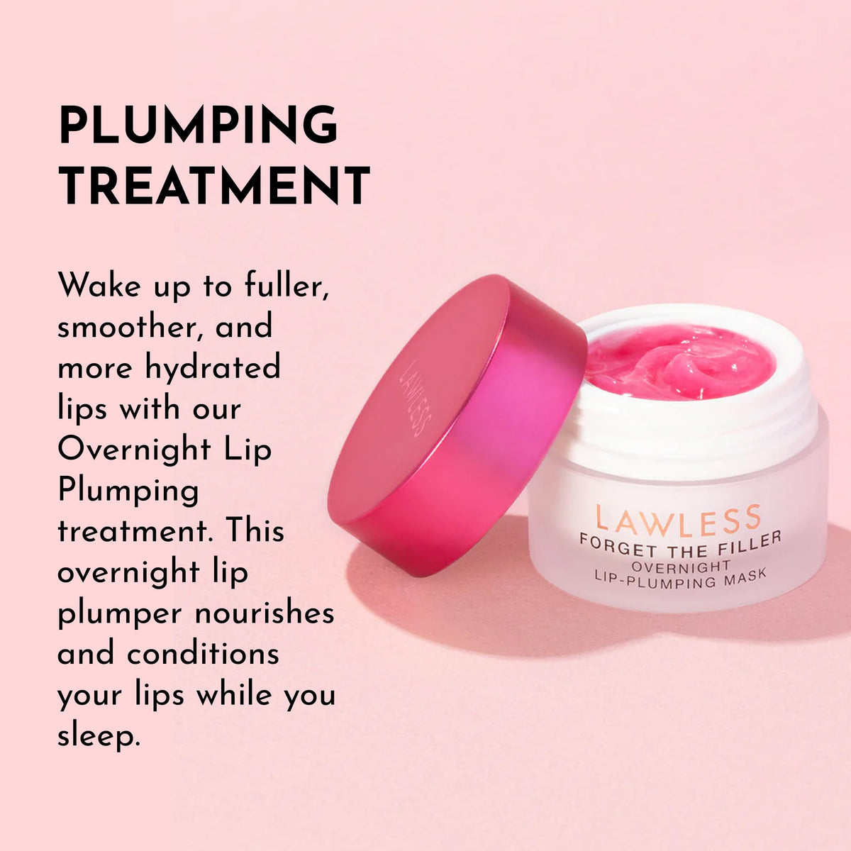 LAWLESS swipe before-and-after on lips showing smoother, fuller-looking result