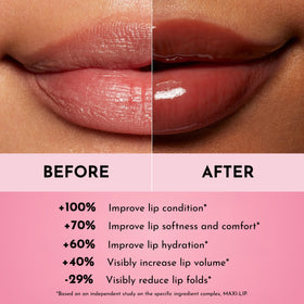 LAWLESS gloss on model lips highlighting maple-brown tint and visibly smoother appearance