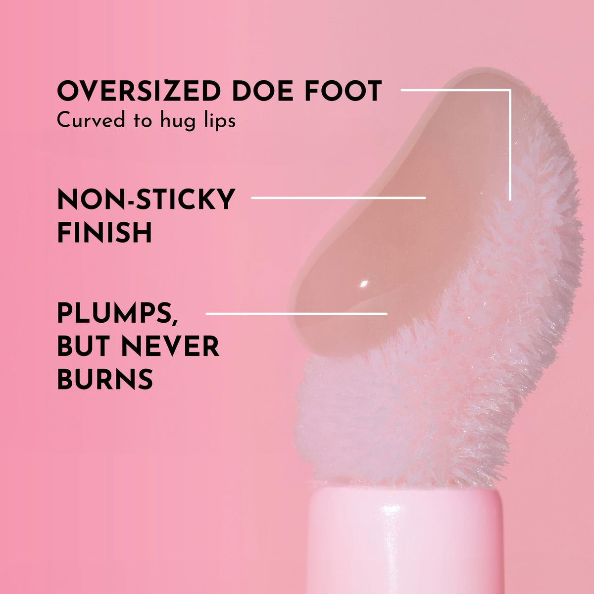 LAWLESS texture swipe of rosy gloss showing shine and hydrating finish benefit