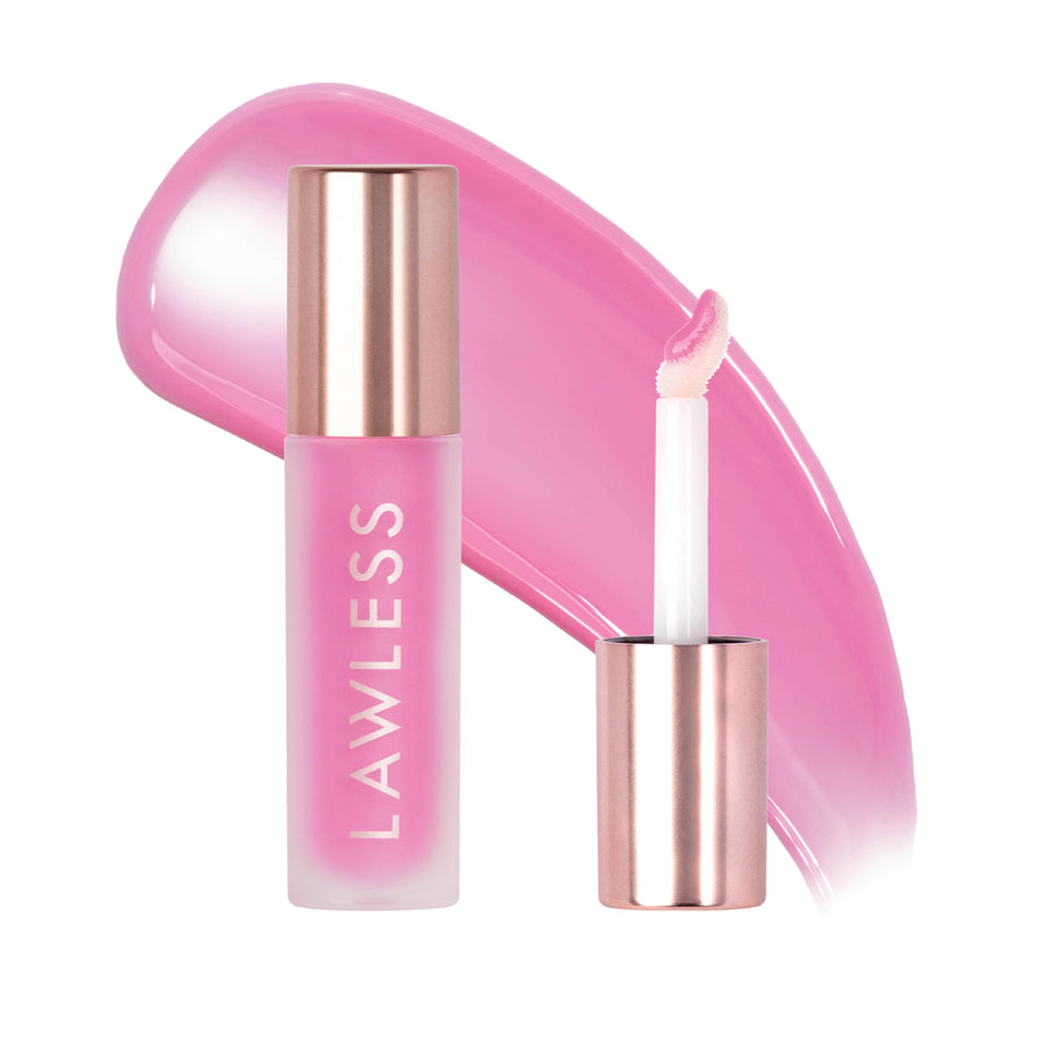 Lawless front packaging showing strawberry-popsicle shade and glossy finish benefits