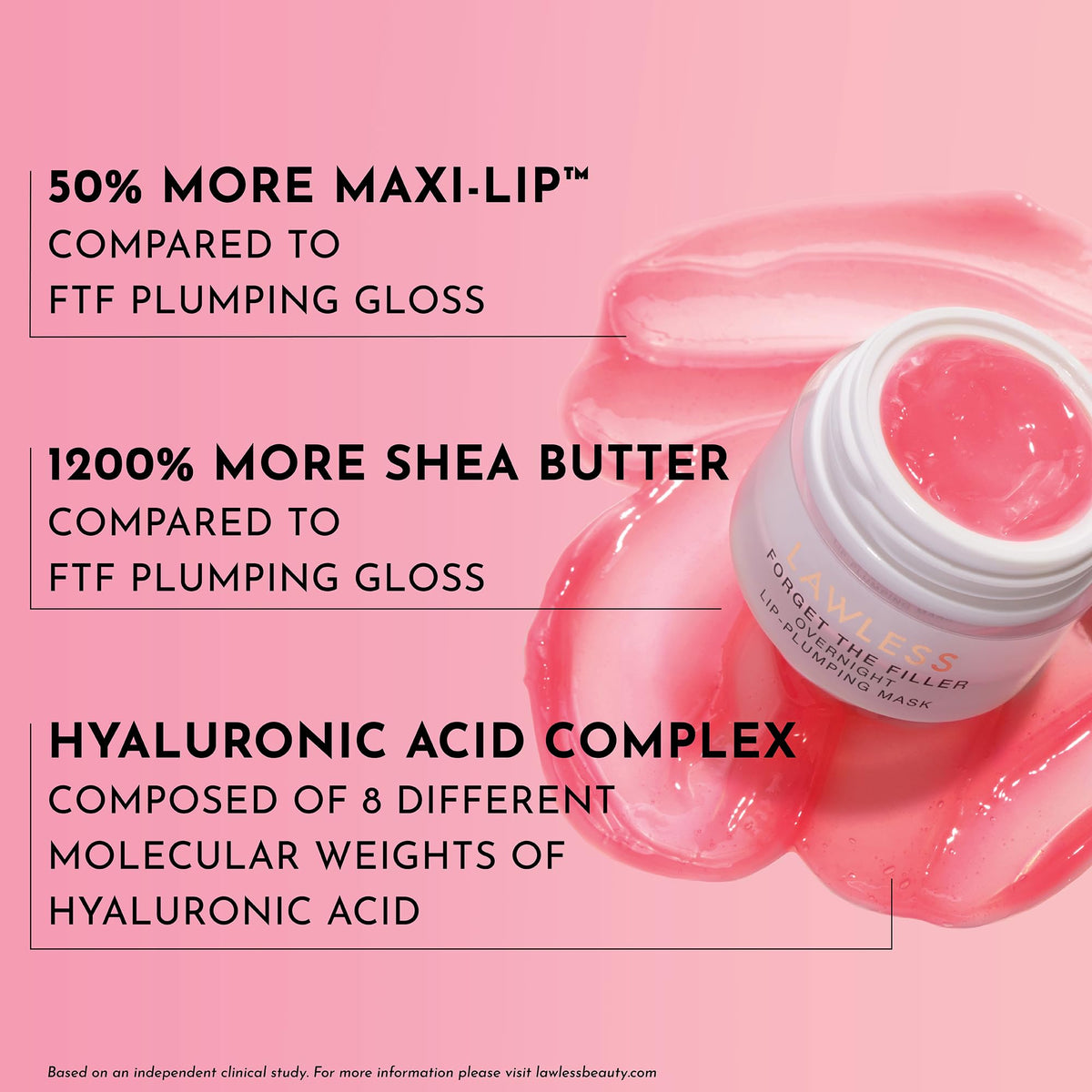 Lawless applied on lips closeup illustrating smoother, fuller-looking lips after use