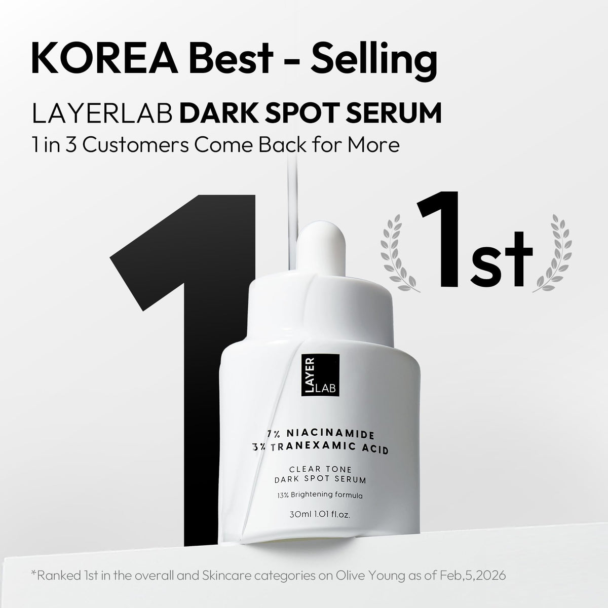 LAYERLAB applying serum on cheek to show easy layering and smoothing benefit
