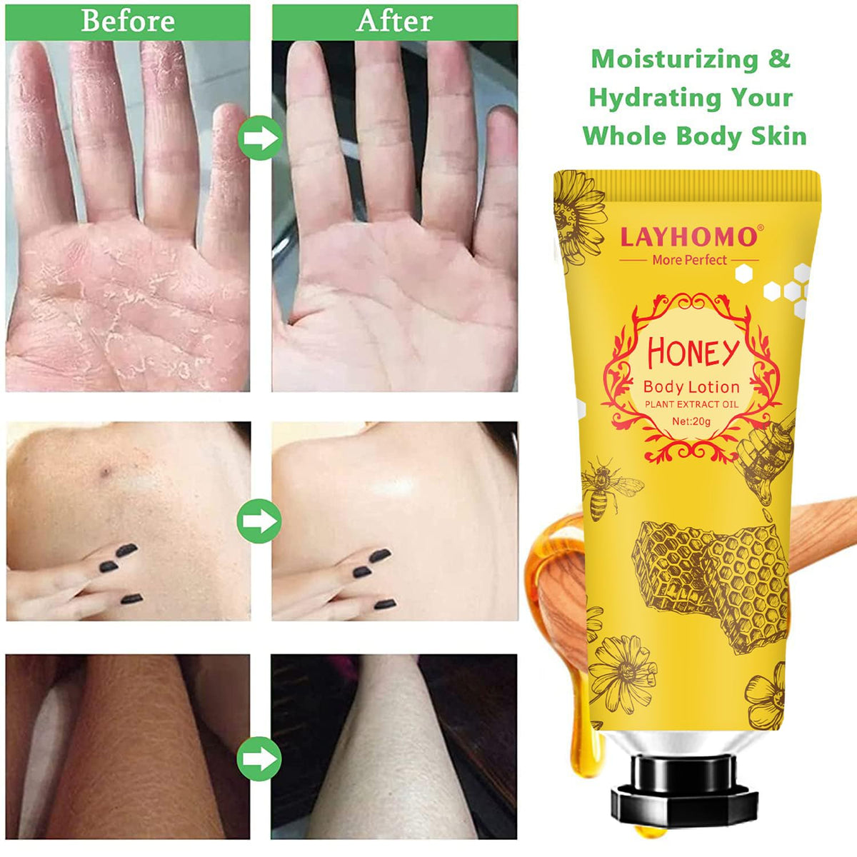 layhomo application hands showing quick absorption and softening