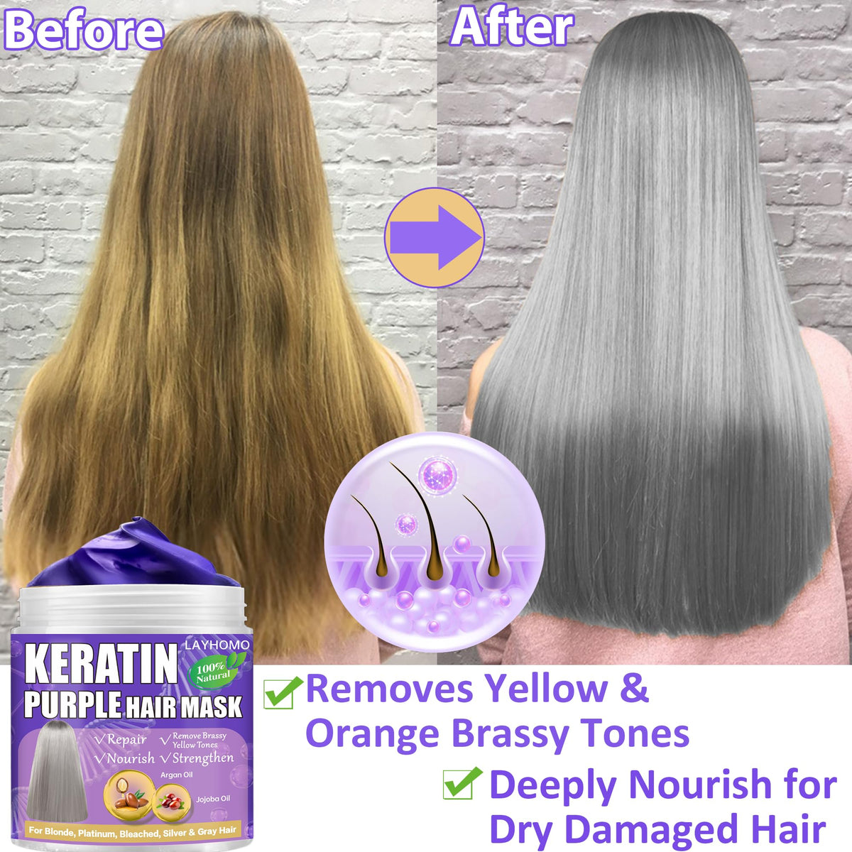 Layhomo applied in salon to neutralize brassiness and improve cool tones