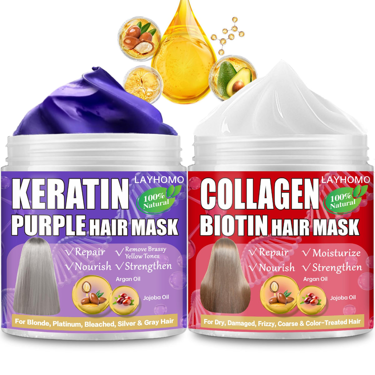 Layhomo front packaging showing dual purple and collagen masks for color correction
