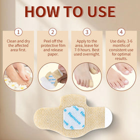 LAYOOYOO patch size next to a toenail for scale, demonstrates full coverage benefit
