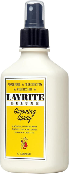 Layrite grooming spray nozzle detail illustrating easy, even application benefit