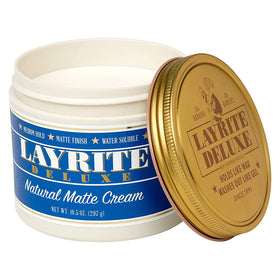 Layrite open jar texture close-up illustrating smooth creamy, easy-to-distribute formula