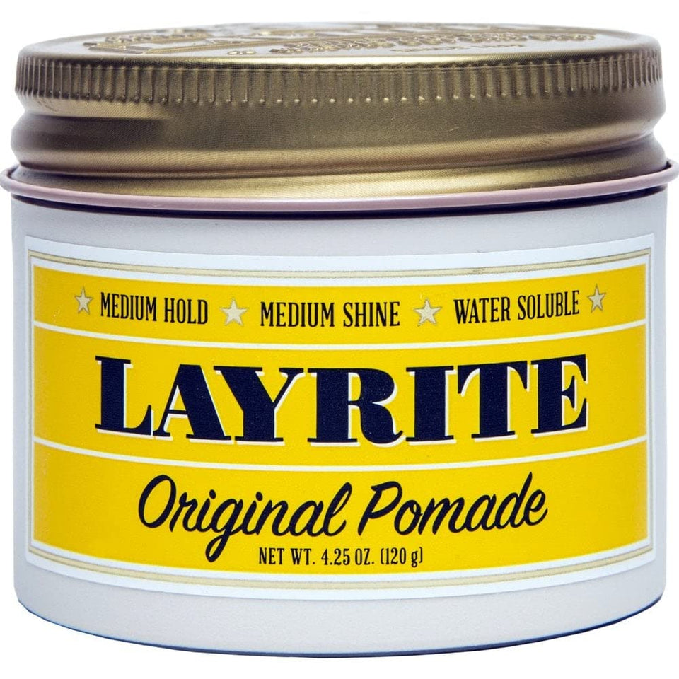 Layrite jar front view showing label and benefits for clean styling