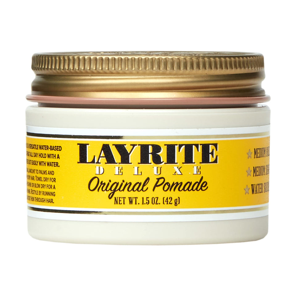 layrite original pomade front jar showing label and size for quick identification