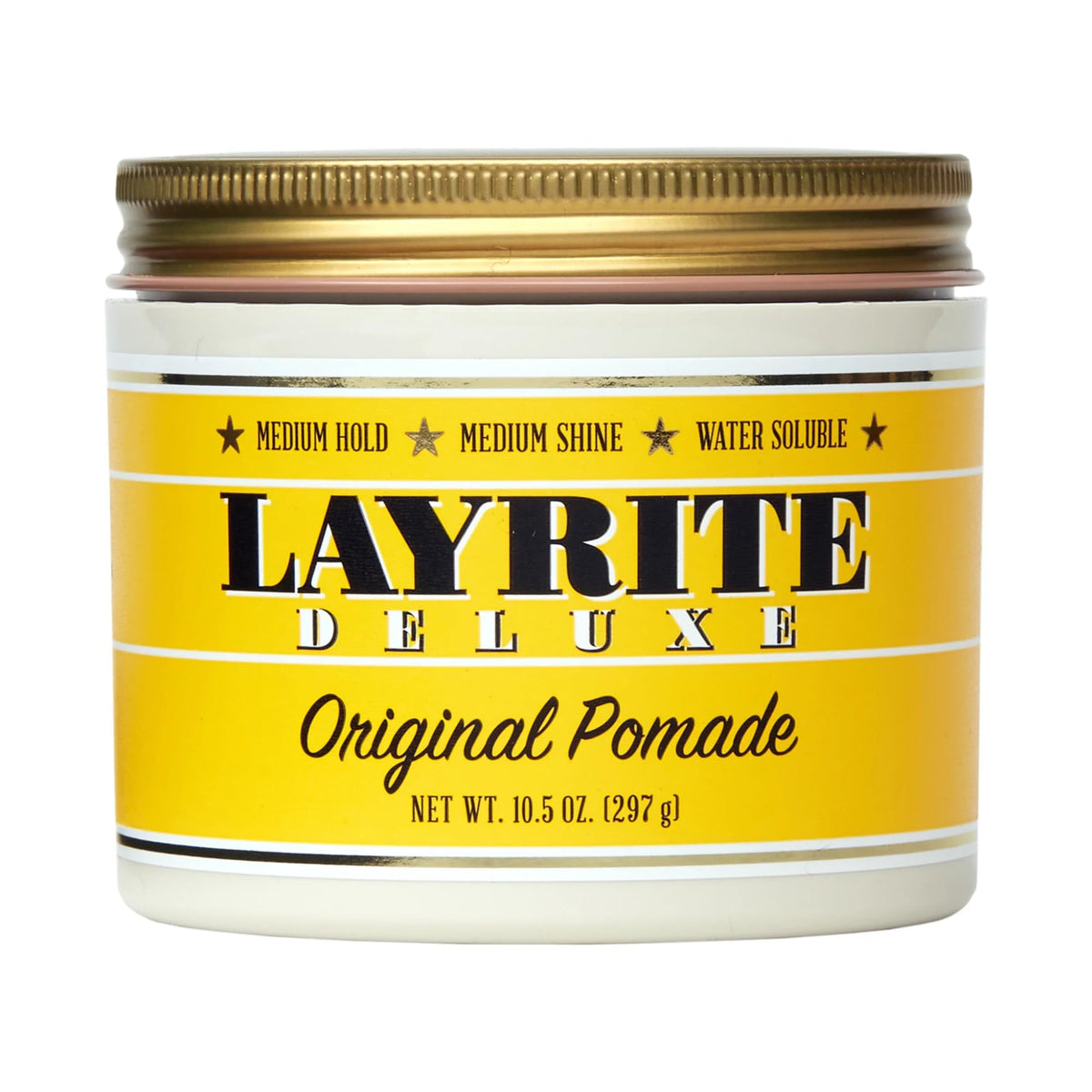 Layrite jar front view showing label and size, easy grip and clear branding