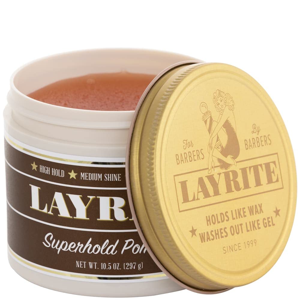Layrite Superhold texture closeup demonstrating thick pomade for strong control