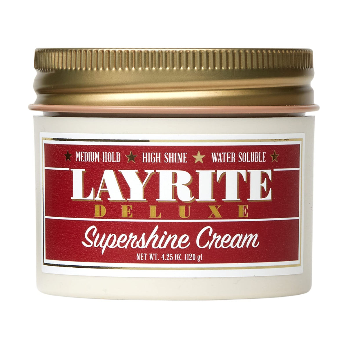 Layrite Supershine Cream jar front showing label and size, polished finish