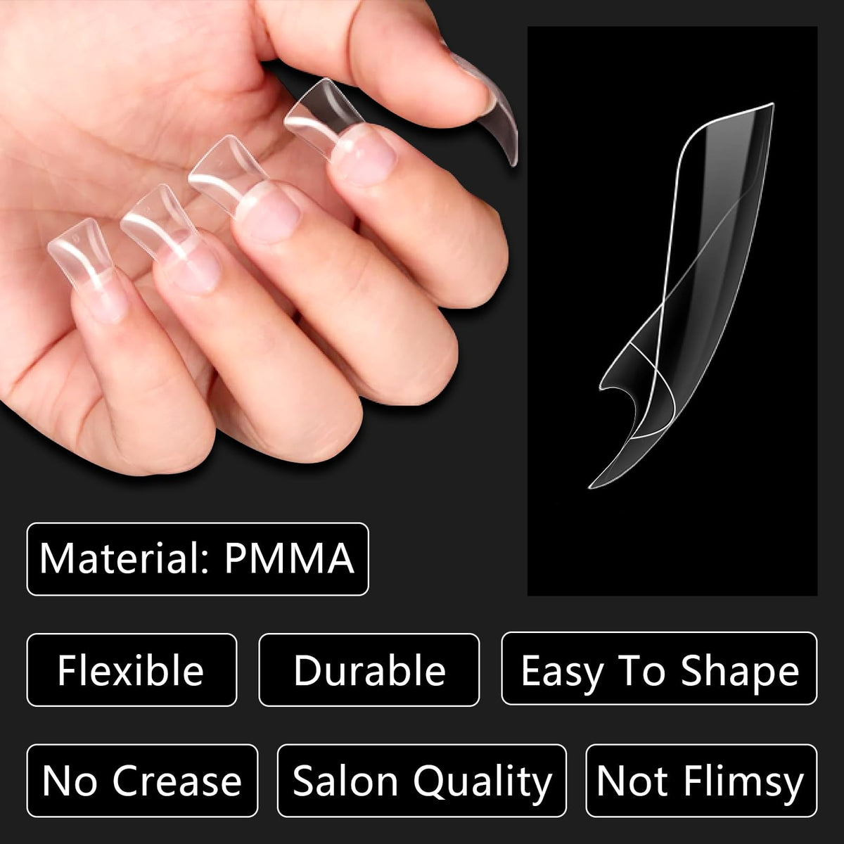 Laza clear tip closeup showing transparent PMMA material and easy shaping benefit
