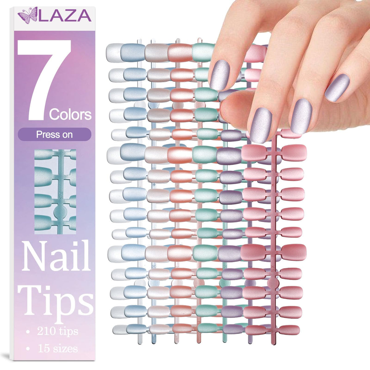 Laza front packaging showing matte macaroon set and benefits