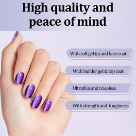 Laza application photo showing adhesive tabs and glue for quick salon finish