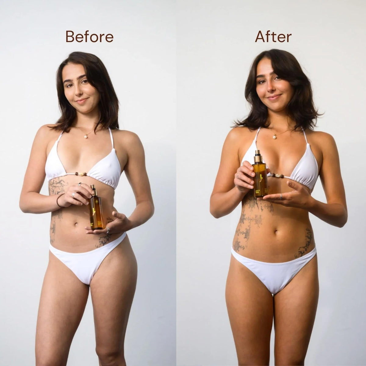 Lazy Tan application with mitt showing streak-free blending advantage