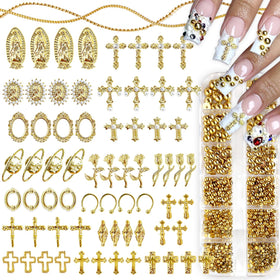 LCiclly front packaging showing full gold nail charms kit and benefits