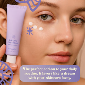 LE GUSHE cream on fingertip detail showing texture and easy blending benefit