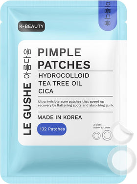 LE GUSHE front packaging showing 132 hydrocolloid dots and product benefits
