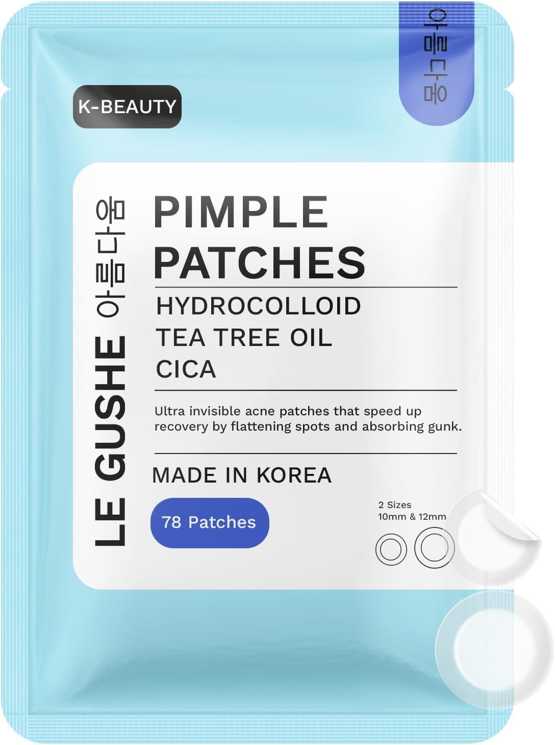 LE GUSHE front packaging showing 78 hydrocolloid dots for discreet blemish care