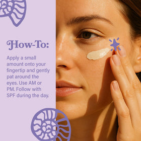 LE GUSHE lifestyle shot of woman applying cream promoting refreshed, awake look