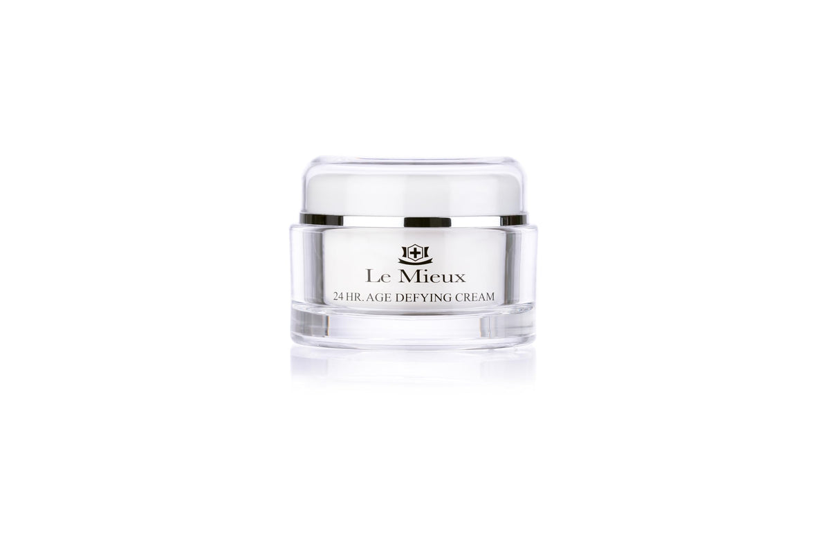 Le Mieux front jar view showing elegant packaging and rich moisturizer benefit