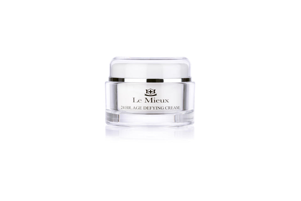 Le Mieux front jar view showing elegant packaging and rich moisturizer benefit