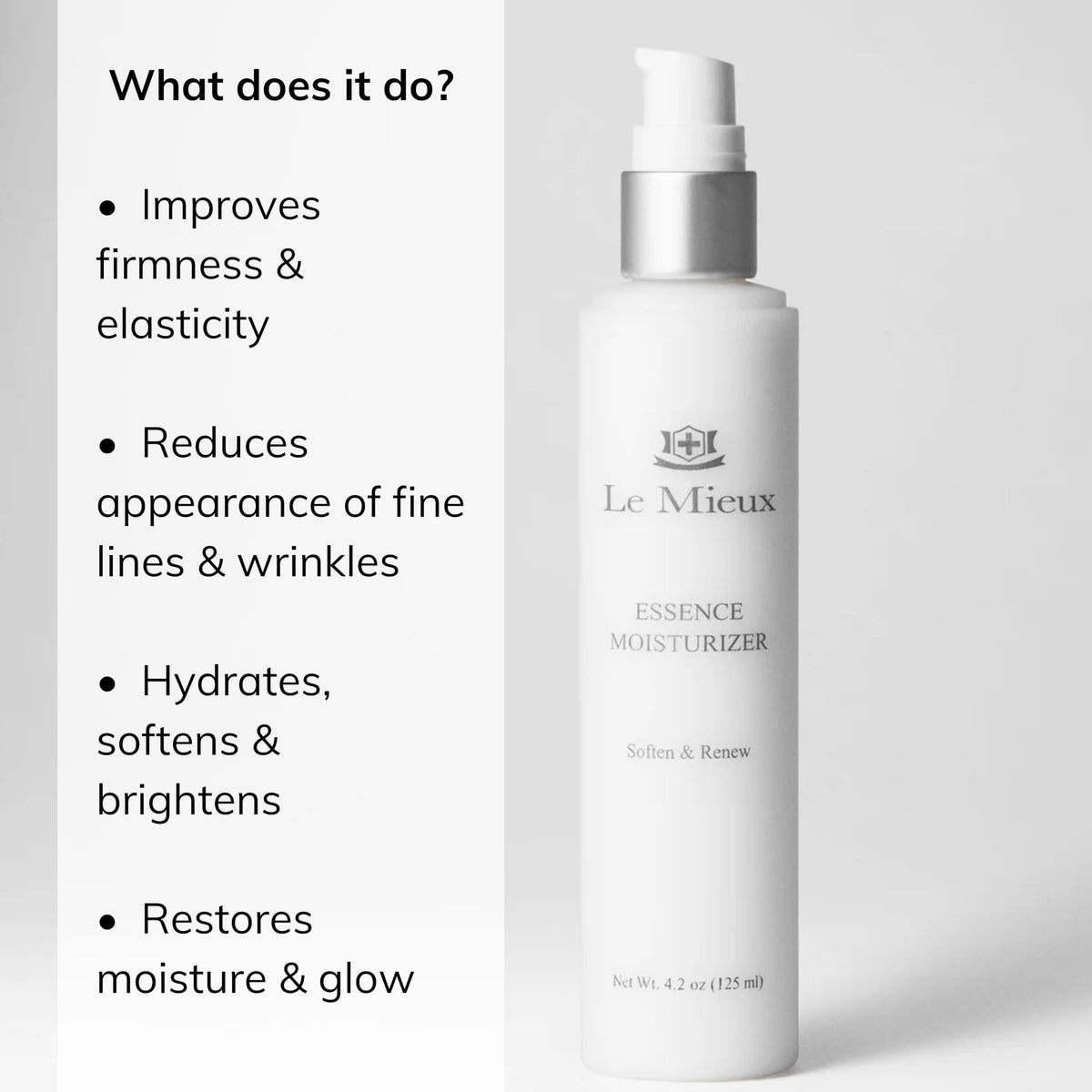 Le Mieux pump dispensing lightweight emulsion for easy, mess-free application