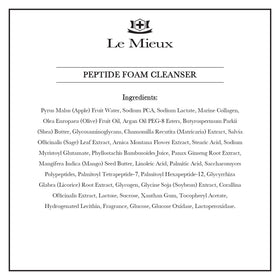 Le Mieux ingredients label close-up highlighting peptides and marine collagen