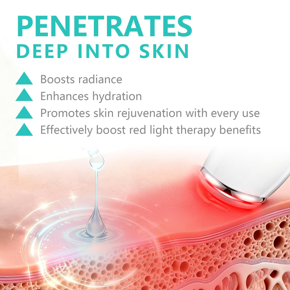 LE SECRET close-up of serum texture highlighting fast absorption benefit