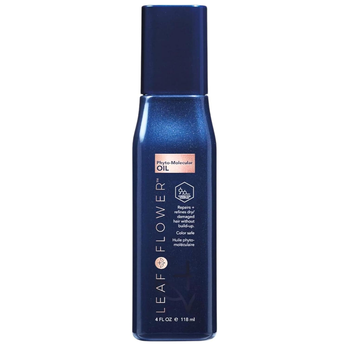 Leaf & Flower front bottle shot showing sleek navy packaging and easy-metered dispensing
