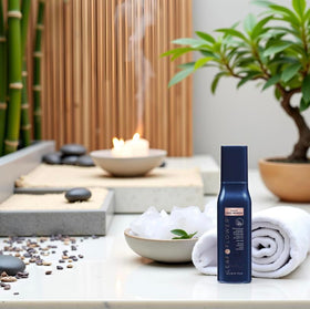 Leaf & Flower serum texture on palm demonstrating lightweight absorption benefit