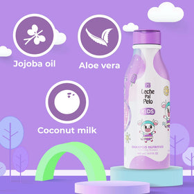 Leche Pal Pelo pump close-up dispensing shampoo, easy one-handed use benefit