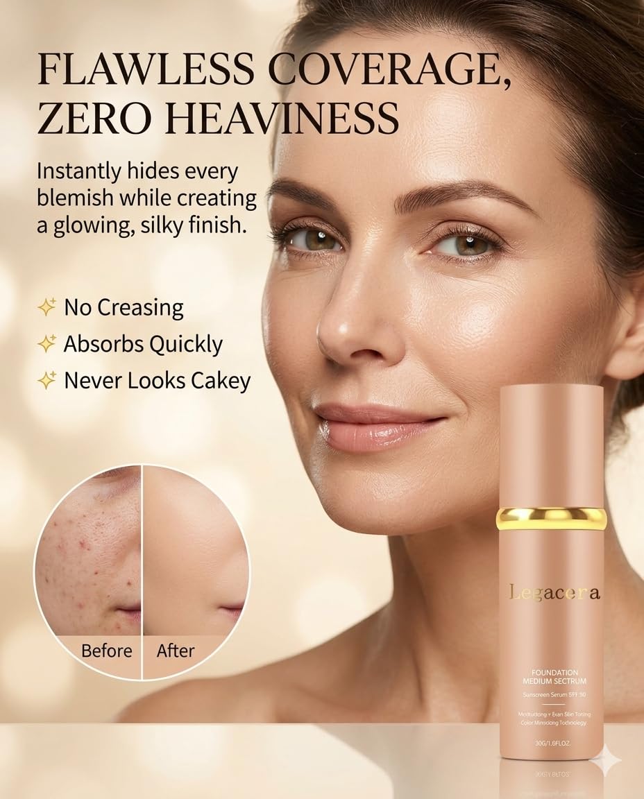Legacera foundation swatch on arm illustrating color-adapting effect and natural blending