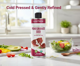 Lekithos pouring oil on hand demonstrating skin nourishment and absorbency