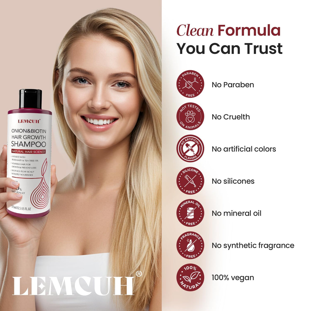 Lemcuh bottle styled on bathroom counter suggesting daily routine use