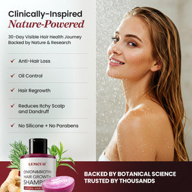 Lemcuh shampoo pouring to reveal creamy foam texture and gentle cleanse