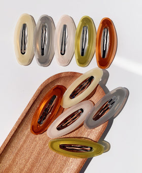 Lemeilleur front view of 10-pack oval hair clips showcasing colors and packaging benefit durable set