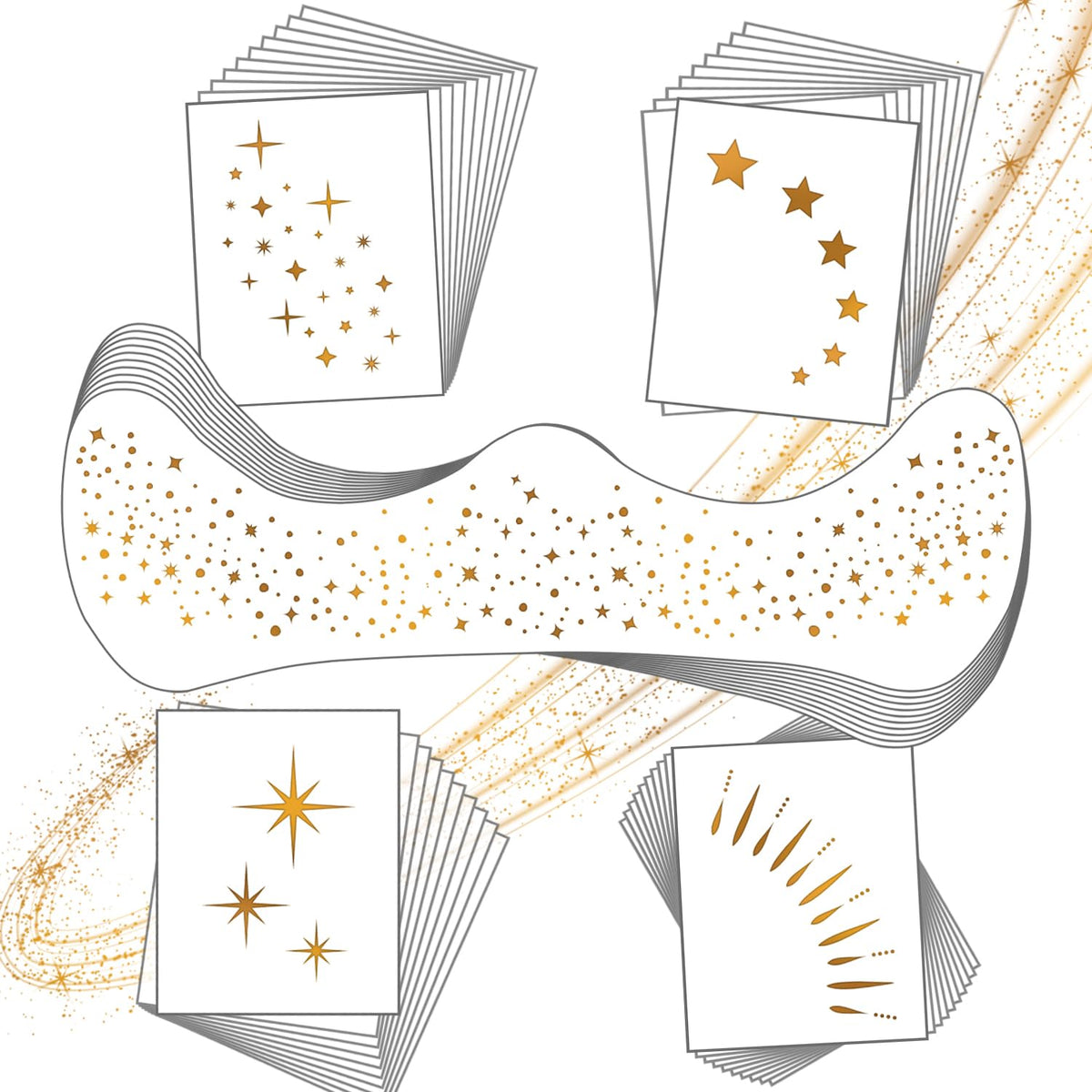 LemonSac front packaging showing 20 gold glitter freckle sheets and branding benefit