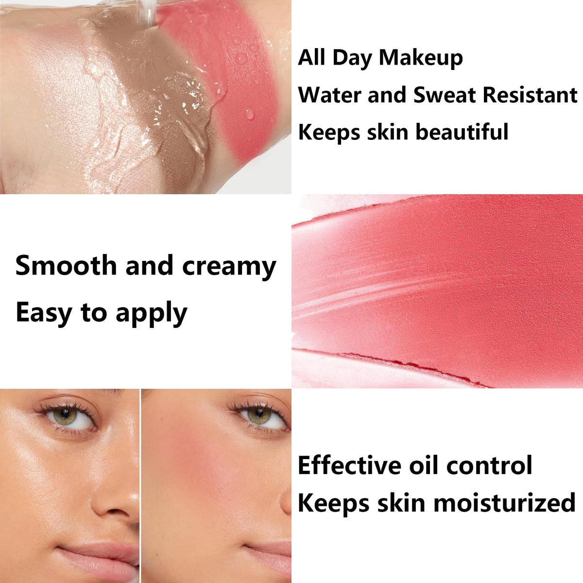 LemonSac model applying contour stick at vanity for quick natural makeup